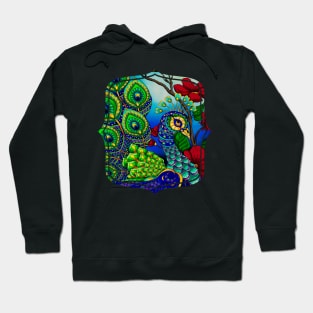 Peacock Zentangle Inspired Art Hoodie